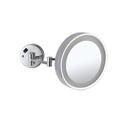 중국 Double Arm Extend 360 Degree Rotate Stainless Steel Frame Wall Mirror 5X Magnifying LED Wall Mirror With LED Lights 판매용