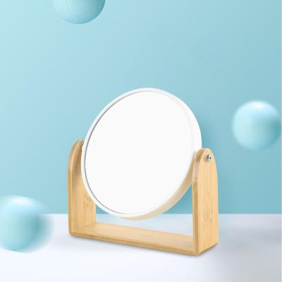 China Design Round Shape Magnifying Bamboo Beauty Mirrors Custom Magnifying Mirror Makeup 3x Mirror for sale