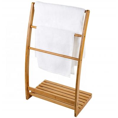 China Fashion Natural Bamboo Bathroom Towel Rack Hot Sale Household Bath Free Standing 3 Layer Towel Rack Bathroom Towel Rack zu verkaufen