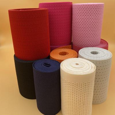 China High Tenacity 100mm Breathable Latex Yarn Elastic Webbing Mesh Tape Band Knitted Polyester For Clothing for sale