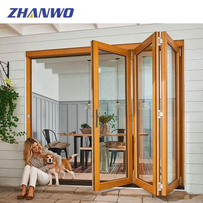 China Exterior Thermal Aluminum Balcony Glass Folding Doors Breaking Windproof for sale