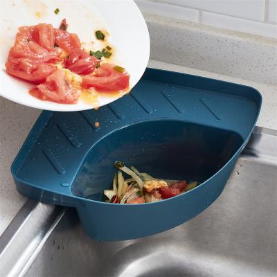 China Triangular Kitchen Sink Waste Storage Rack Waste Shelf Food Residue Fruit Vegetable Strainer Filter Holder for sale