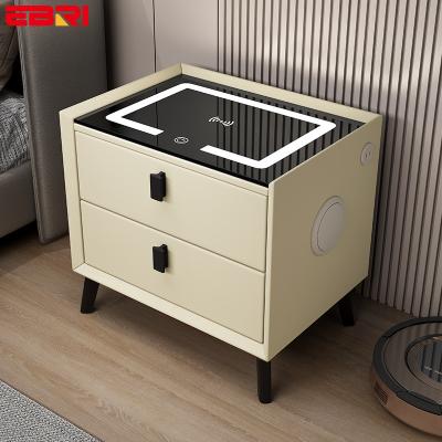 China Bedroom Convertible Radio Square Storage Drawer Nightstands Storage Cabinet Furniture Smart Bedside Speaker Cabinet Night Stand for sale