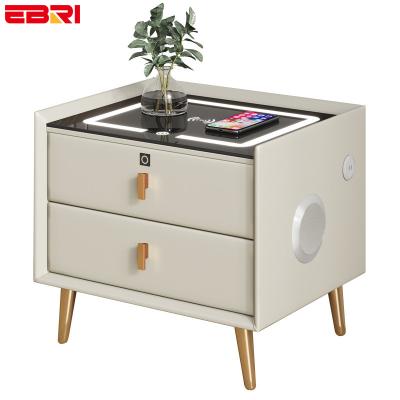 China Convertible Home Bed Furniture Smart Table Side Bedside Table Bedroom Nightstands Wireless Filling Minimalist for sale