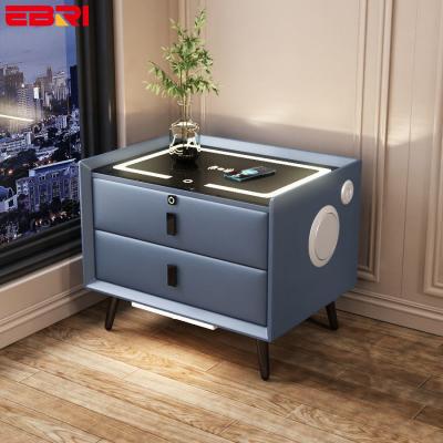 China Convertible Light Luxury Style Two Drawers Smart Bedside Cabinet With Wireless Charging And Induction Light for sale