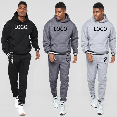 China High quality autumn tracksuit men's round neck hood anti-static bars contrast pocket men's sportwear gym set custom two-piece clothing for sale