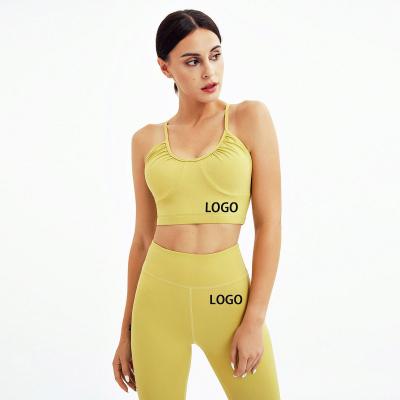 China Breathable Yoga Set Sports Yoga Suit Gym Fitness Slow Down For Leisure Use Suspender Bra Pocket Fitness Suit Gym Crop Top for sale