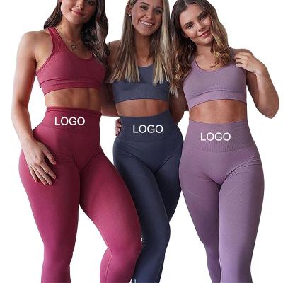 China Breathable Fitness Wear Yoga Set Gym Bra 2 Piece Pure Color Women Bra Outdoor Yoga Clothing & Equipment Sleeveless Legging Yoga Set for sale