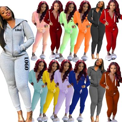 China Wholesale New Casual Style QUICK DRY Sport Set For Solid Color Custom Hooded Drop Long Sleeve Woman Jogging Logo Suits For Women for sale