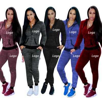 China Breathable Custom Logo Apparels Two Piece Pants Sets Long Sleeve Sportswear Hoodies Jackets Pencil Pants Casual Tracksuits Women Sport Suit for sale