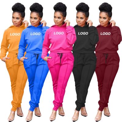 China Breathable Custom Logo Fashion Autumn Women Joggers Suits Single Long Sleeves Sweat Suits Sets Women Two Piece Pullover Hoodie For Gym for sale