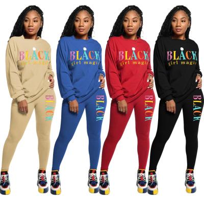 China Anti-Pilling Women Joggers Two Piece Set Suits Set Sport Printed Letter Women Clothing Casual Long Sleeve Women Tracksuits Sets Long for sale