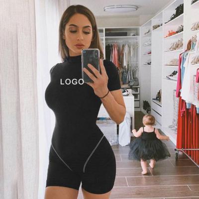 China QUICK DRY Pure Color Short Sleeve Round Neck Summer New Arrival Summer New Arrival Gym Equipment Women Kinds Thoughtful Fitness Wear One Piece Jumpsuit Workout for sale