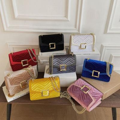 China Lady Bag Girl Velvet Embroidered Yarn Texture Chain Plush Color Elegant Bags for sale