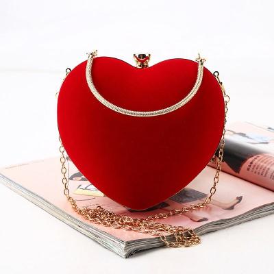 China Others Chain Shoulder Bags Women Diamonds Wedding Party Shoulder Purse Heart Shaped Evening Clutch Bag for sale