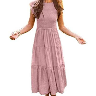 China Women's Fashion Explosions Breathable Sleeveless Layered Swing Short Sleeve Dress for sale