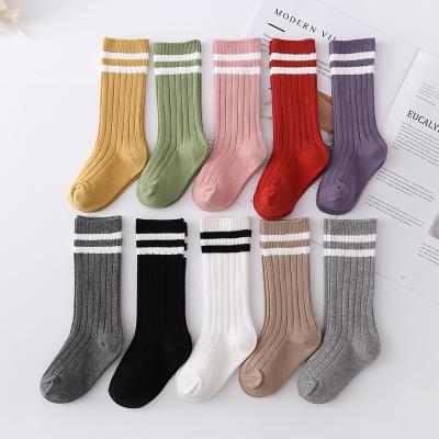 China Z-11 Logo Baby Girls School Knee Long High Custom Soft Cotton QUICK DRY Kids Children Striped Socks for sale