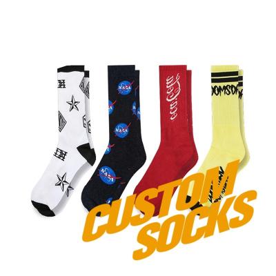 China QUICK DRY cotton men's free custom socks design and mockup logo mid calfskin bamboo custom socks for sale