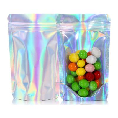 China Customized Disposable Eyelash Aluminum Foil Rainbow Plastic Stand Up Pouch Packaging Bag With Zip Lock For Candy And Food for sale