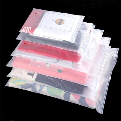 China Disposable Wholesale Custom Logo Frosted Plastic Bag Garments Zip To Lock Self Seal Bag Clothing Packaging Frosted Zipper Bags Printed Logo for sale