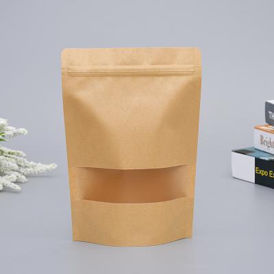 China BRC Disposable Doypack Stand Up Pouch Food Bag Wholesale Kraft Paper Ziplock Bags With Clear Window And Zipper for sale