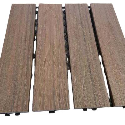 China Outdoor Wood Plastic Composite Coextrusion WPC Composite Deck Easy Installation Wholesale Interlocking Cavity Type Tiles for sale