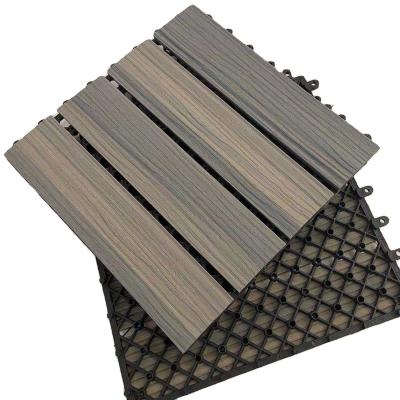 China Easy Installation Exterior Co-extrusion Color Mixing Waterproof Interlocking Composite WPC Decking Tiles for sale