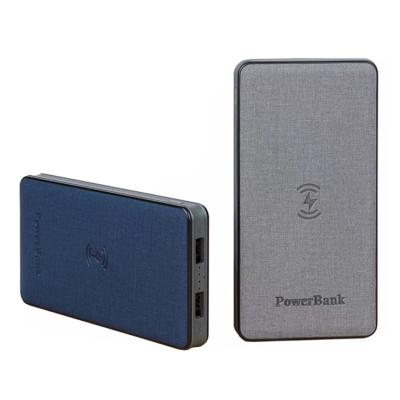 China 2019 New Qi Cloth Material Canvas/Cloth Cloth Wireless Power Bank 10000mah With Dual USB Output for sale