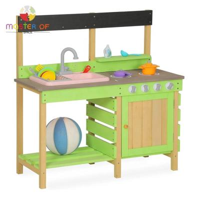 China 3-60 years old kids pretend play mud kitchen wooden toy kitchen set for for outdoor play W10C780 for sale