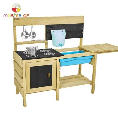 China 3-60 Years Old Kids Pretend Play Cooking Wooden Kitchen Toy Play Set Mud Kitchen With Sink For Kids W10C778 for sale