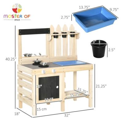 China 3-60 Years Old Handcrafted Toddlers And Kids Durable Wooden Mud Kitchen For Outdoor Play W10C776 for sale