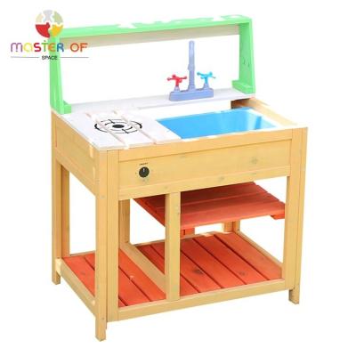 China 3-60 Years Mud Kitchen Set Cheap Durable Wooden Outdoor Play Set With Sink W10C774 for sale