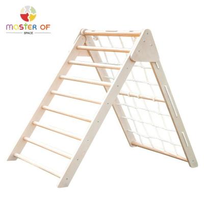 China 3 Years+ Indoor Playful Wooden Triangle Climber With Climbing Ladder For Toddlers W01F053 for sale