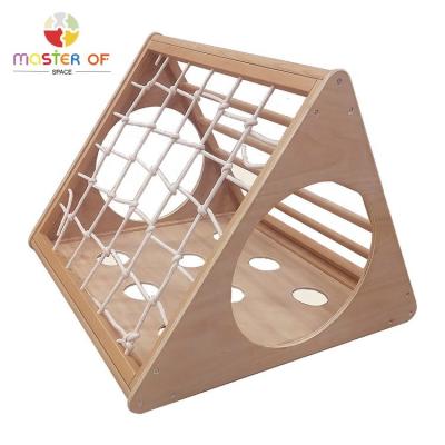 China 3 Years+ Wooden Triangle Kids Gym Climber Indoor Activity Center With Net W01F049 for sale