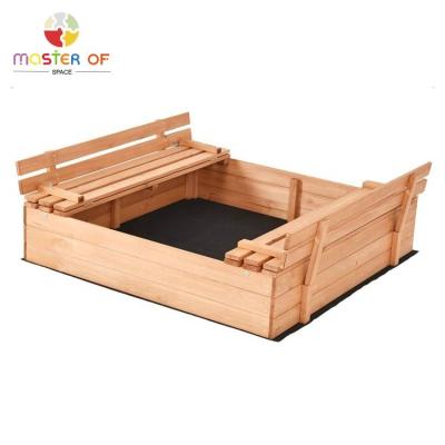 China 3 Years+ Kids Garden Large Playground Wooden Sandbox With Benches W01D161 for sale