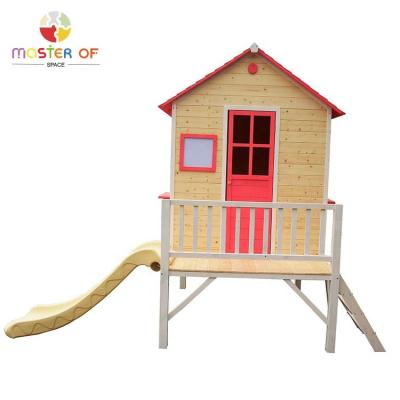 China 3 Years+ Backyard Playhouse Kids Wooden Outdoor Playset With Stair And Slide for sale