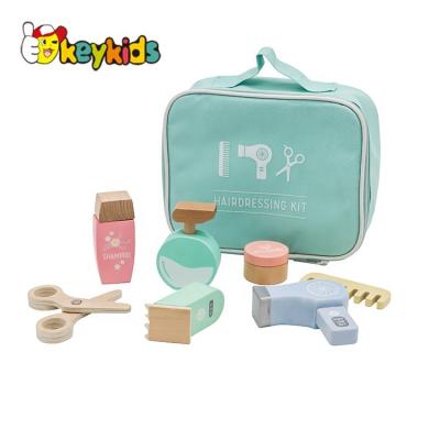 China 3 Years+ Simulation Kid Make Up Hairdresser Toy Hairdressing Set Wooden Toy Hair Salon For Girls Dressing Up W10D295 for sale