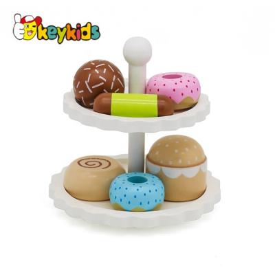 China 1 Years+ Pretend Wooden Dessert Playset Cupcake Stand Cake Toy for Preschoolers 3 Years and Up W10B250B for sale