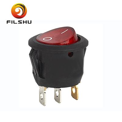 China 12 Volt On Off Round 3 Fork LED Rocker Switch Car SPST Red 12V Inverter for sale