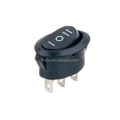 China Three Pins Rocker Switch Oval 3 Position Copper Black On Top Oval Switch for sale