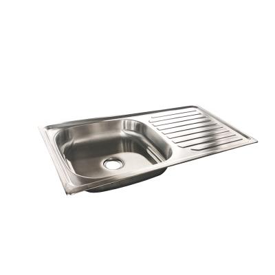 China Without Faucet Easy Clean Single Bowl Stainless Steel Kitchen Sink With Drain Panel for sale