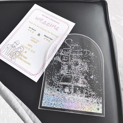 China Luxury Europe High End Personalized Clear Acrylic Wedding Invitations Wedding Cards With Acrylic Invitation Card for sale