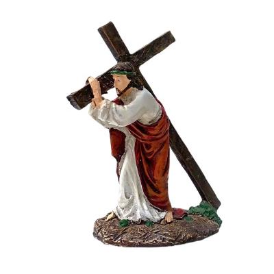 China Europe Best-Selling Resin Crafts Home Furnishings God Jesus Resin Catholic Stat Ornaments Religious Crafts Creative Cross Figurine for sale