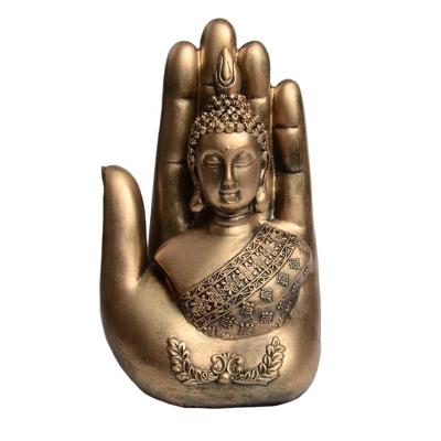 China Other Mini Meditation Zen Garden Table Decoration Hand Shape Resin Buddha Statue for sale