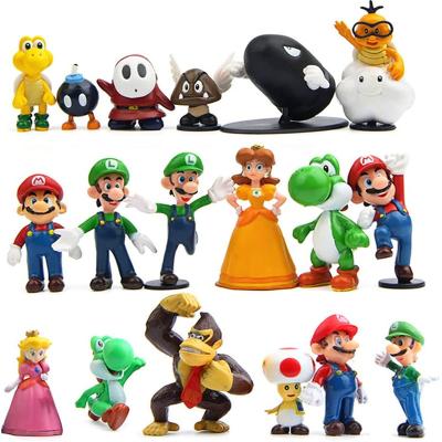 China Antique Imitation PVC Mini Figures Toys Action Figures Mario Daisy Yoshi Wario Cake Toppers Super Game Characters 18Pcs/Set 4-6.5cm SuperMario for sale