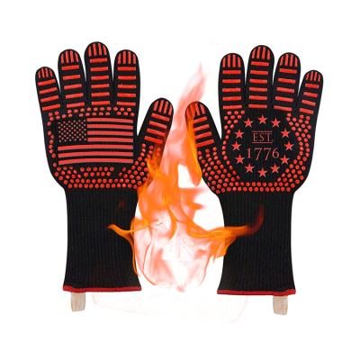 China Oven Gloves Cooking Grilling Glove Kitchen Silicone Oven Mitts Potholder BBQ Heat Resistant Glove for sale