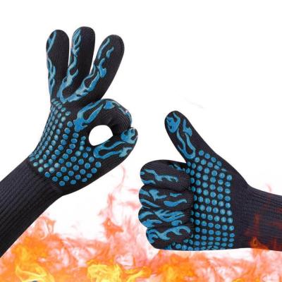 China Shaoxing Printed Shangyu lingchen Food Grade Silicone BBQ Heat Resistant Gloves for sale