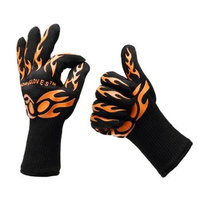 China BBQ Heat Resistant Gloves 800C Fiber Aramid Gloves Extreme Heat Resistant High Temperature Gloves Relieve Welding Gloves for sale