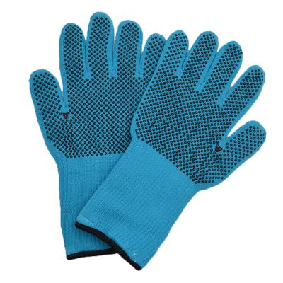 China BBQ Heat Resistant Gloves OEM Blue Aramid With Silicone Logo BBQ Gloves Heat Resistant Gloves for sale