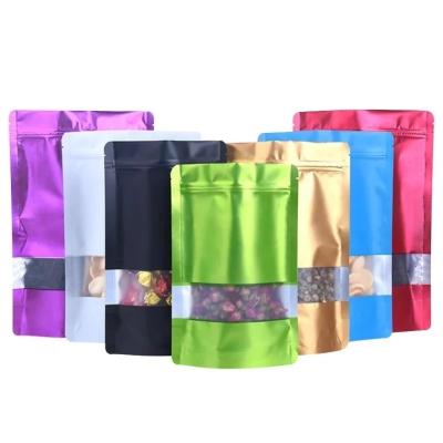 China 2021 Recyclable Zipper Pouch Bags With Window For Tea Coffee Whey Protein Powder Packaging Custom Stand Up Pouch Zipper Bags For Dry Food for sale